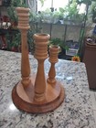 Wooden Vintage Decorative Candelabra 3 Graduated Pillar Candle Stick Holders