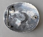 Vintage Indian Hand Made Ihm Sterling Silver   Turquoise Oval Belt Buckle y134