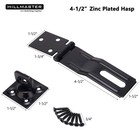 Gate Latch Hasp Lock Black 4-1 2 Inch Swivel Staple Safety Clasp 1 Pack