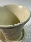 Vintage Usa Cream Ceramic Flower Pot Planter Attached Saucer 3 5    Cracked