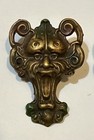 Antique Pair Grotesque Green Man Cast Brass Furniture Or Clock Ornaments 2 3 8   