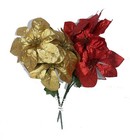 Set Of 2 14  Sparkling Christmas Bush W  5  Poinsettia Flowers Each  Decoration