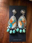 Navajo Sterling Silver Turquoise Spiny Oyster Earrings