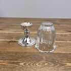 Vintage Godinger Crystal Glass Hurricane Candle Holder Silver Plated Base 7   