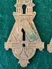 Antique Vintage Brass Bronze Door Knob Ornate Plates W  Key Gate 10  Victorian