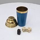 Unique Antique 1920 s Demley Blue Enamel Metal Pocket Case With 4 Miniature Dice