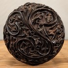 Antique Japanese Manju Netsuke Brown Black Lacquer Karakusa Arabesque Vines