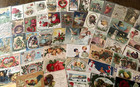 Lot Of 60 mixed  Antique Vintage Holidays Greetings 1900 s Postcards santa k906