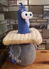 Crochet Pigeon W  Bread Slice Door Stopper Stop 12  Tall Amigurumi Handmade