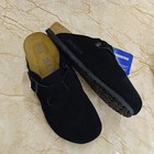 Birkenstock Boston Unisex Clogs Shoes Soft Suede Leather Black Narrow wide Size