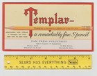 Vintage Advertising Ink Blotter Templar Reliance Pencil  Pam Press Greenfield Ma