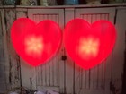 Blow Mold Valentines Day Giant Red Hearts Union Products Lighted 19    Pair
