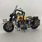 Vintage Metal Motorcycle Model Yellow Chopper  Saddlebags License Plate  r1227 