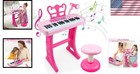 37 Key Kids Piano Keyboard Toy Set W  Stool  Mic  Stand  Pink