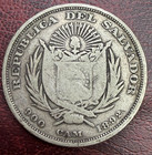 1892 El Salvador 50 Fifty Centavos  Silver  Columbus  Km  113  Key Date 