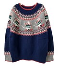 New Mini Boden Kids Size 4-5 Y Wool Blend Navy Skiing Mice Fair Isle Sweater  64