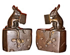 Vintage Set Bronze Mice Mouse Reading Books On Swiss Cheese Wedges Bookends Spi 