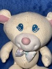 Vintage 1994 Fisher Price Cozies Cream Waffle Teddy Bear Stuffed Plush Bow Tie