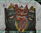 14  China Old Wood Painted Carved Weird Grimace Mask Tangka Thangka Wall Hanging