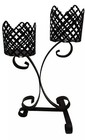 Mid Century Retro Mesh Metal Tabletop Double Candle Holders Vintage