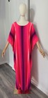 Vintage 60 70s Caftan Accordion Pleat Pinks Purple Psychedelic Paisley Floral Os