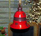 Primitive Antique Vtg Style Retro 5  Red Christmas Hanging Tin Metal Bell