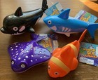 4 Pc Wind Up Sea Animals New Toys For Pool Or Bath Shark Whale Fish Sting Ray