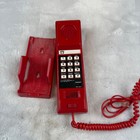 Vintage Red Slimline Push Button Corded Landline Telephone Wall Mountable Retro