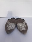 Natori Suede Dragon Embroidered Mules Slides Size 8