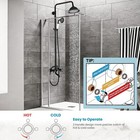 Black Exposed Shower Faucet System 8inch Rainfall Shower Head Set With Tub Spout