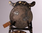 Japanese Bronze Mirror Kiri Crest W lacquer Stand By Fujiwara Shigenaga Edo Era
