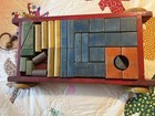 Vintage Playskool Red Wooden Wagon   Blocks Pull Toys 1950 s