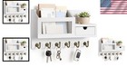 Entryway Key Organizer Rack Wall Mount Storage With Drawer 6 Hooks Rustic White