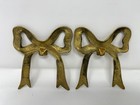 Set Vintage Solid Brass Bow Wall Decor 4in Hanging Patina Cottagecore Farmhouse