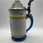 Antique 1 2l Porcelain Beer Stein Floral Pewter Lid W  Lithophane Base