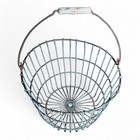 Vintage Metal Wire Egg Gathering Basket Wood Handle - Old Farm Decor Shabby 