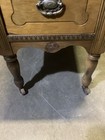 Vintage Art Deco Nightstand End Table Walnut Bedroom Stand With Wheels  2