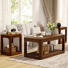 Set Of 3 Coffee Table Set Modern-style Side Storage End Table Set Rounded Edges