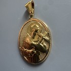 Gold-tone Saint Peregrine Medal Pendant Patron 24    Chain Stainless Steel Cross