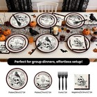 96pcs Halloween Plates And Napkins Gothic Spider Webs Skull Standard  Black
