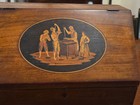 Antique Letters Box Inlaid Wood Scenic Panel 19th Century Divided Interior As Is