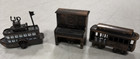 Lot Of 3 Vintage Die Cast Pencil Sharpeners Piano  Steam Boat   Sf Train Car