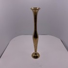 Vtg Solid Brass Trumpet Taper Candle Holder Slim Candlestick Unpolished Patina
