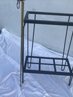 Vtg Mcm Table Base Black Wrought Iron Fish Tank Stand Heavy Shelf Hair Pin Legs