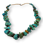 Southwestern Turquoise Nugget Tiger s Eye Beaded Heishi Shell Necklace 25 5 In