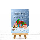Here Comes Santa Paws Holiday Sign Or Door Hanger