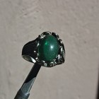Rare Ancient Roman Silver Ring Engraved Beautiful Green Stone Authentic