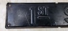 Vintage 1950s Embossed Street Road Sign 1st St Black Metal Heavy Duty 24   x 6   