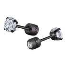 Black Cz Crystal Stud Earrings For Men Women Stainless Steel Screw Back Earrings