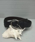 Vintage Coach Black Leather Belt Silver Buckle Medium-very Good Condtn 
